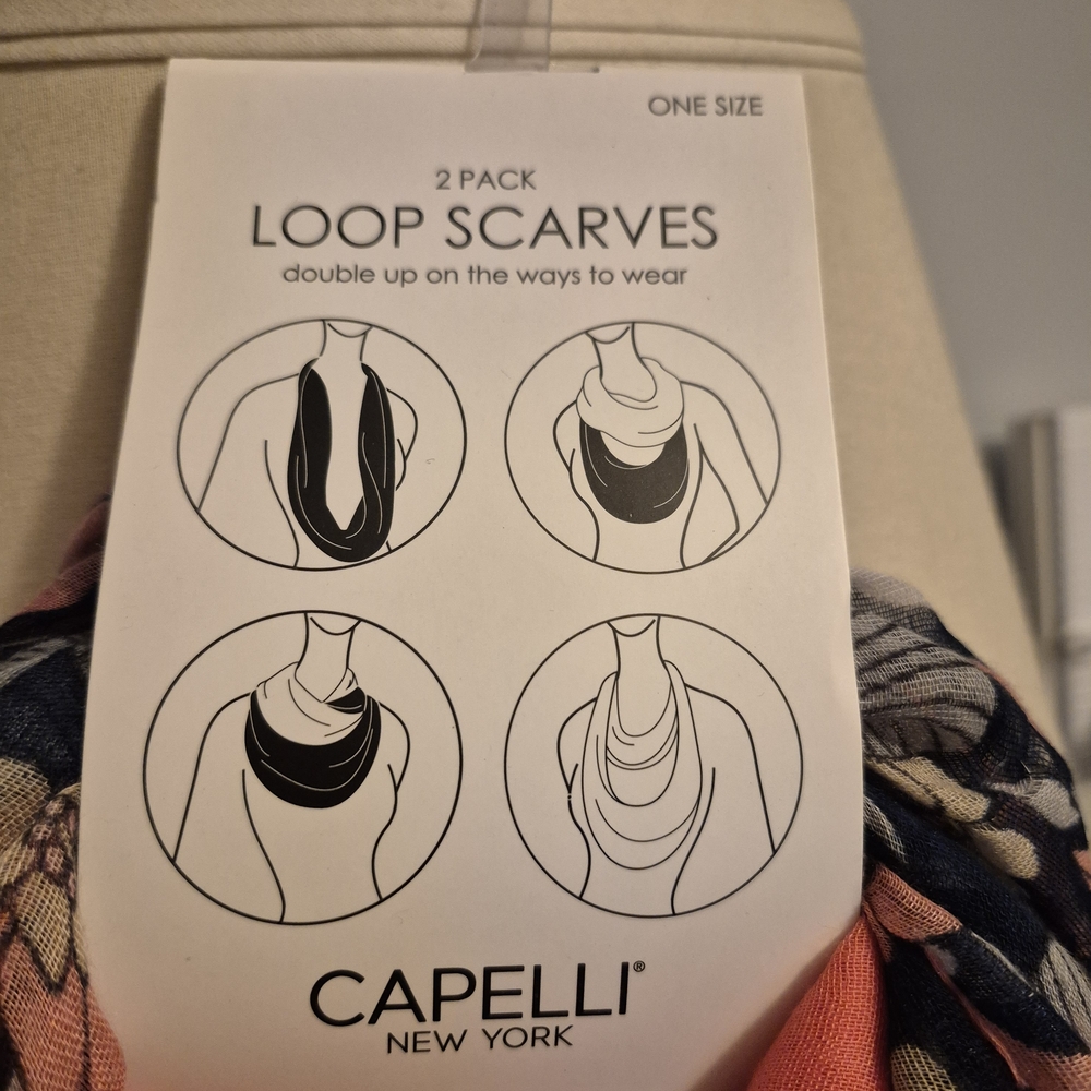 Capelli of New York Coral and Black Scarf